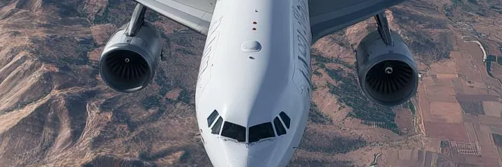 An airplane over the mountains